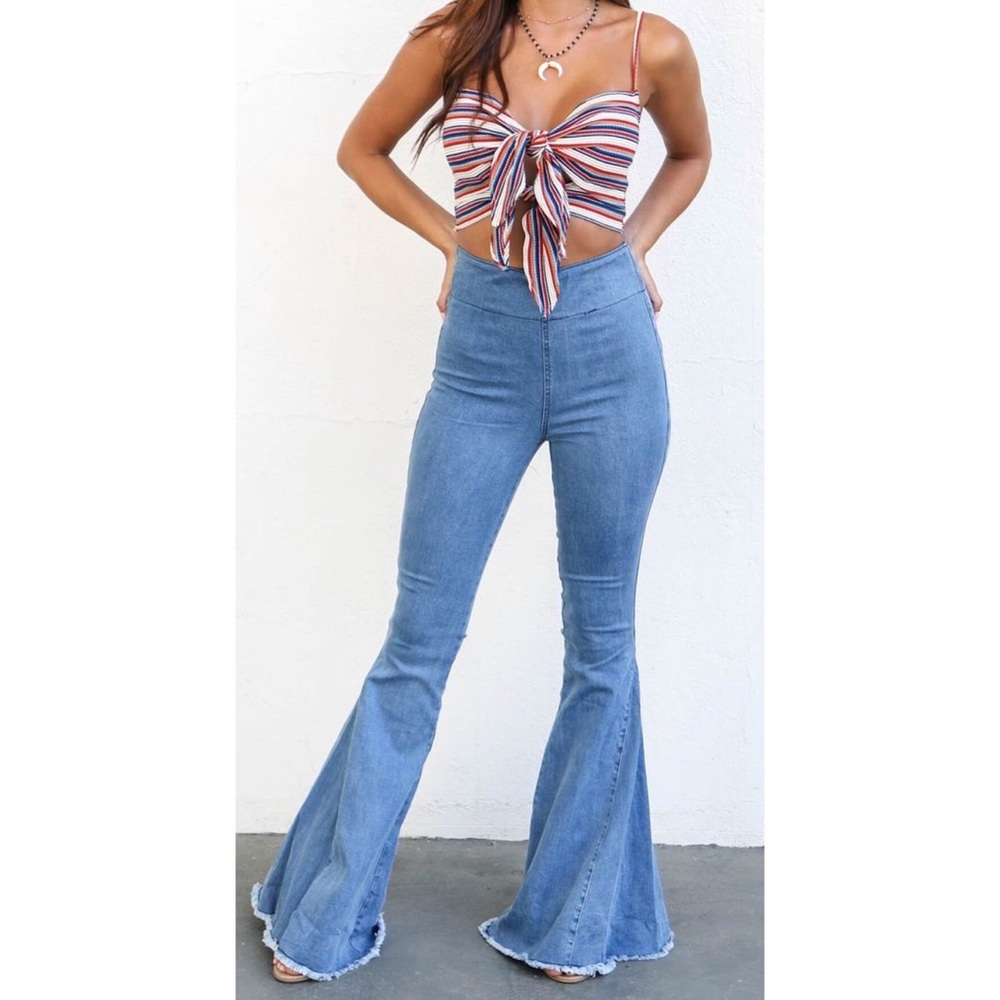 Light blue denim bell bottoms